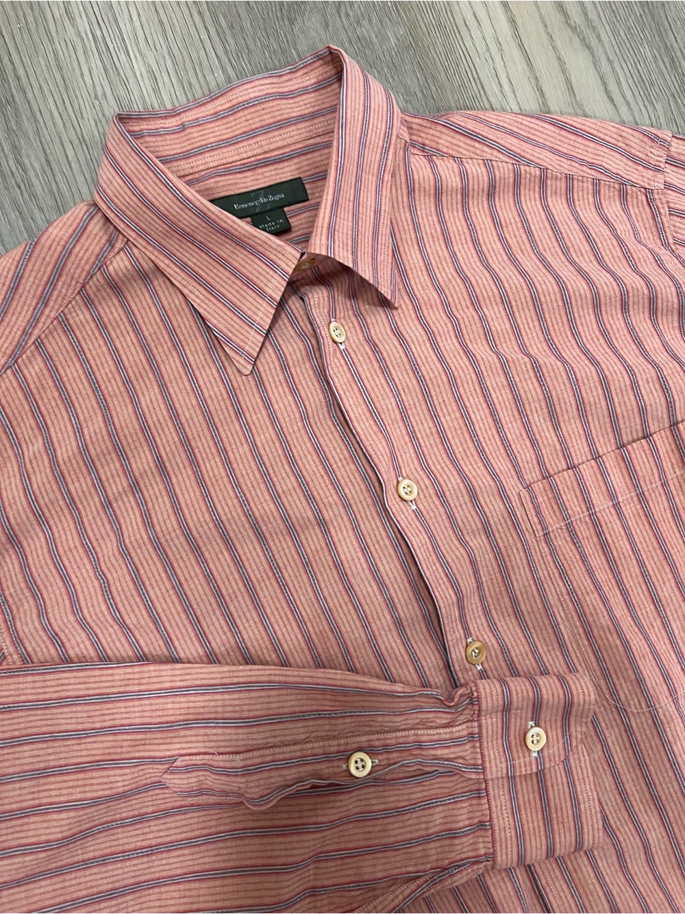 Ermenegildo Zegna Made in Italy Striped Button Down Shirt Large